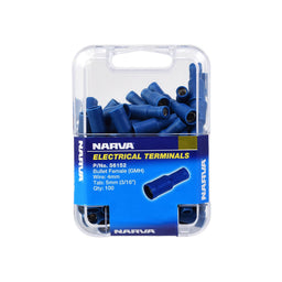 5.0MM FEMALE BULLET TERMINAL BLUE (100 PACK) - 56152