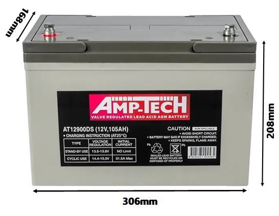 AMP-TECH DEEP CYCLE BATTERY 12V 105AH - AT12900DS