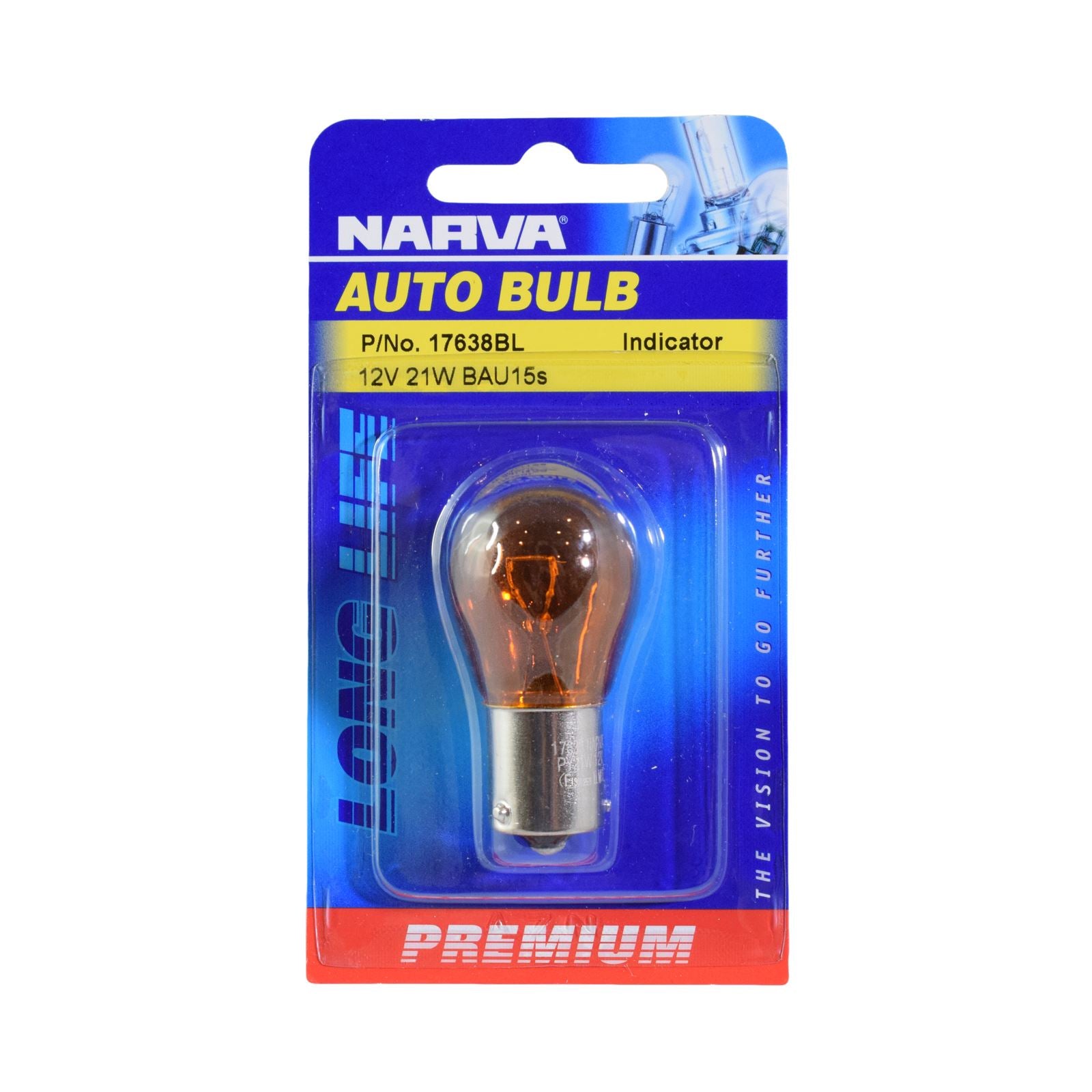 12V 21W AMBER PY21W BAU15S INCANDESCENT GLOBES (1) - 17638BL