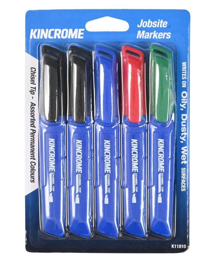 PERMANENT MARKER CHISEL TIP 5 PACK ASSORTED COLOUR - K11810