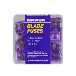 3 AMP PURPLE STANDARD ATS BLADE FUSE (BOX OF 50) - 52803