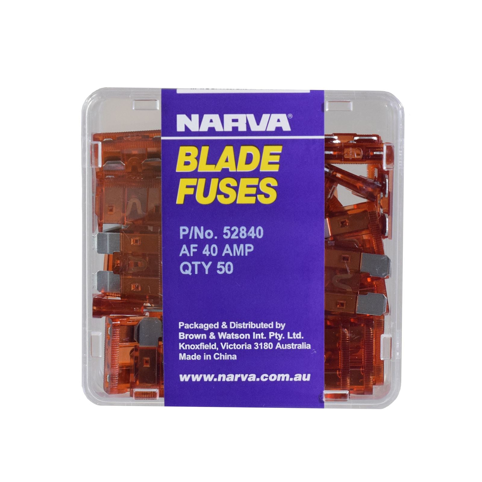 40 AMP BROWN STANDARD ATS BLADE FUSE (BOX OF 50) - 52840