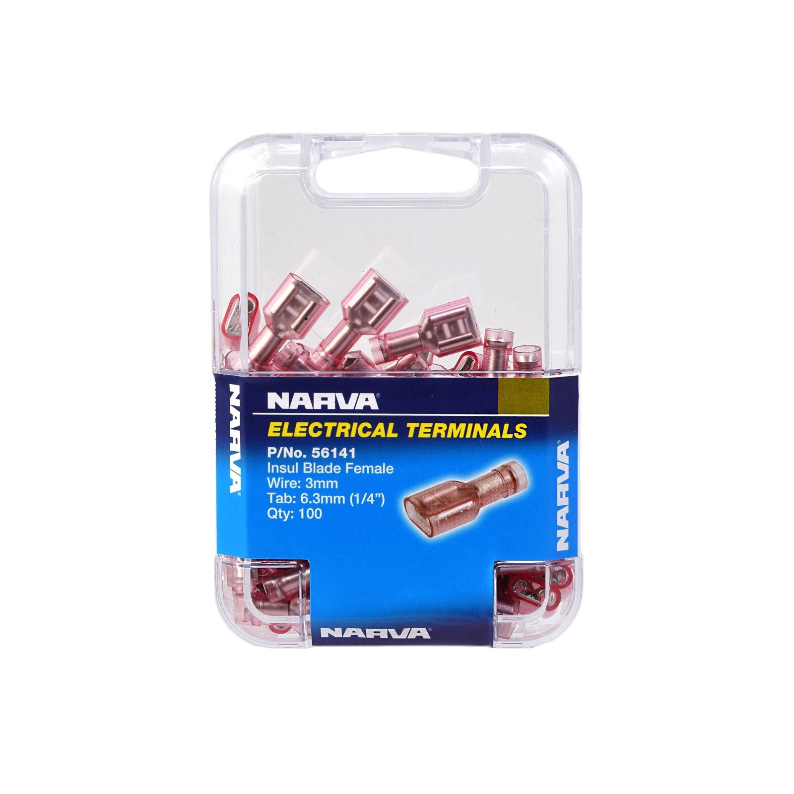 6.3 X 0.8MM FEMALE BLADE TERMINAL RED (100 PACK) - 56141