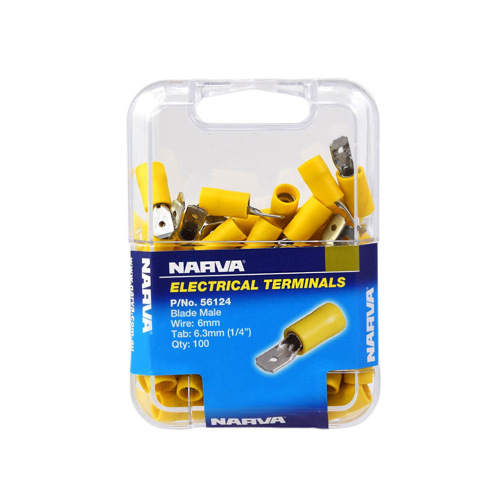 6.3 X 0.8MM MALE BLADE TERMINAL YELLOW (100 PACK) - 56124