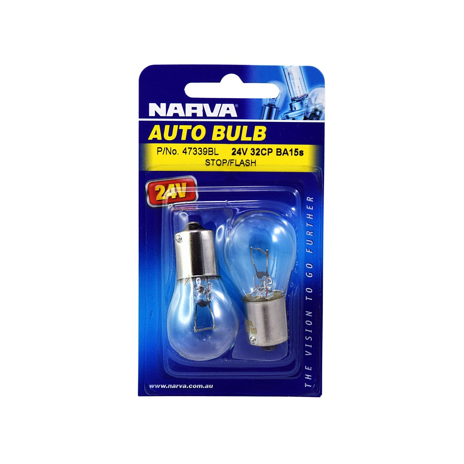 24V 32CP (25W) BA15S INCANDESCENT GLOBES (2) - 47339BL