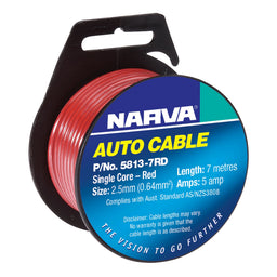 10A 3MM RED SINGLE CORE CABLE (7M) - 5813-7RD