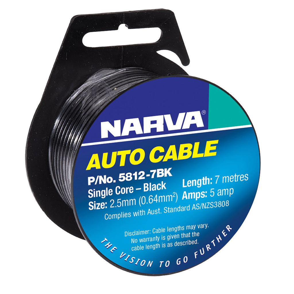 5A 2.5MM BLACK SINGLE CORE CABLE (7M) - 5812-7BK