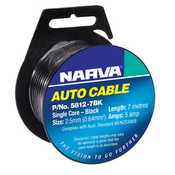 5A 2.5MM BLACK SINGLE CORE CABLE (7M) - 5812-7BK