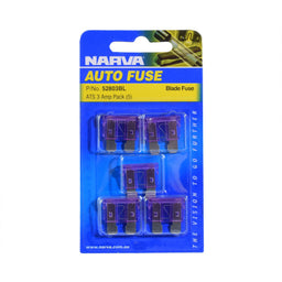 3 AMP PURPLE STANDARD ATS BLADE FUSE (PACK OF 5) - 52803BL