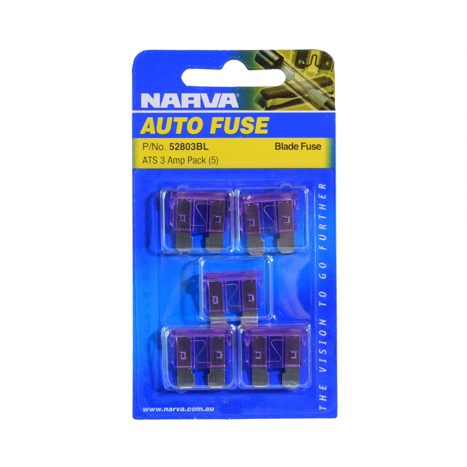 3 AMP PURPLE STANDARD ATS BLADE FUSE (PACK OF 5) - 52803BL