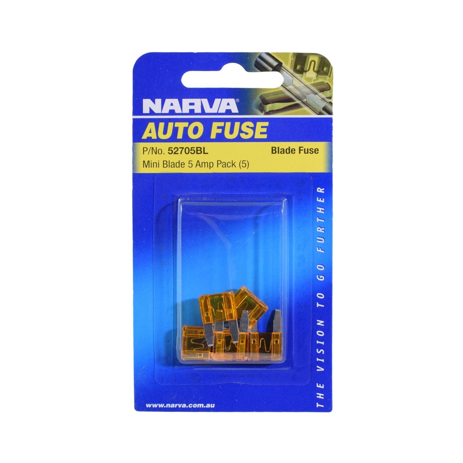 5 AMP ORANGE MINI BLADE FUSE (BLISTER PACK OF 5) - 52705BL