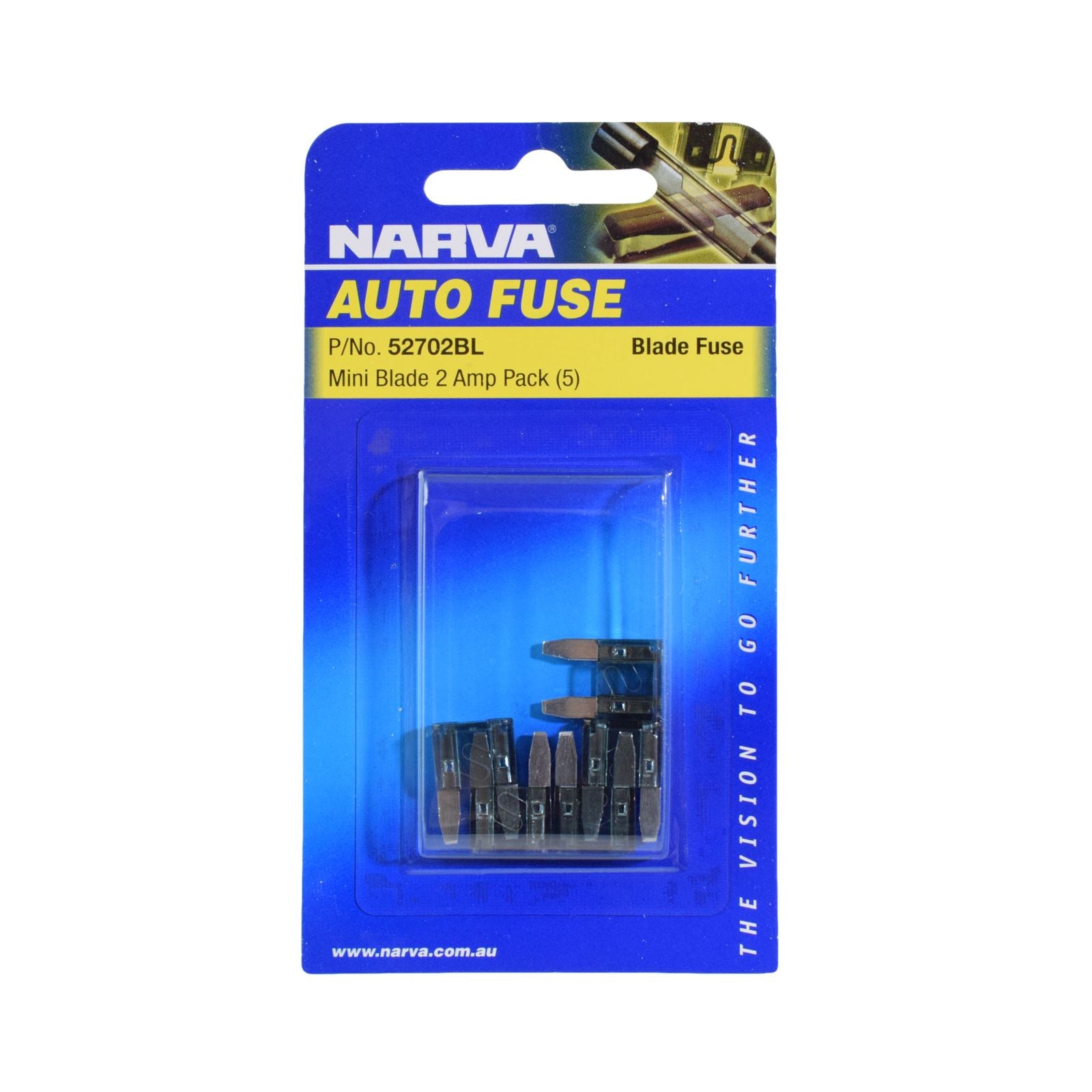 2 AMP GREY MINI BLADE FUSE (BLISTER PACK OF 5) - 52702BL
