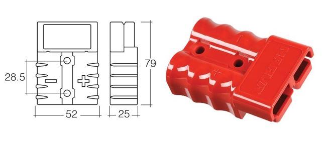 HEAVY-DUTY 175 AMP ANDERSON PLUG - RED - 57215RBL