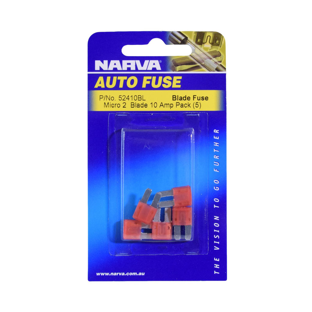 10 AMP RED MICRO 2 BLADE FUSE (BLISTER PACK OF 5) - 52410BL