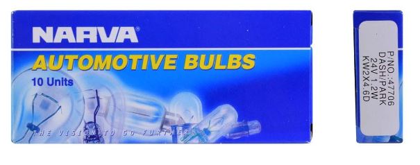 24V 1.2W KW2 X 4.6D WHITE DASH PANEL GLOBES - 47706