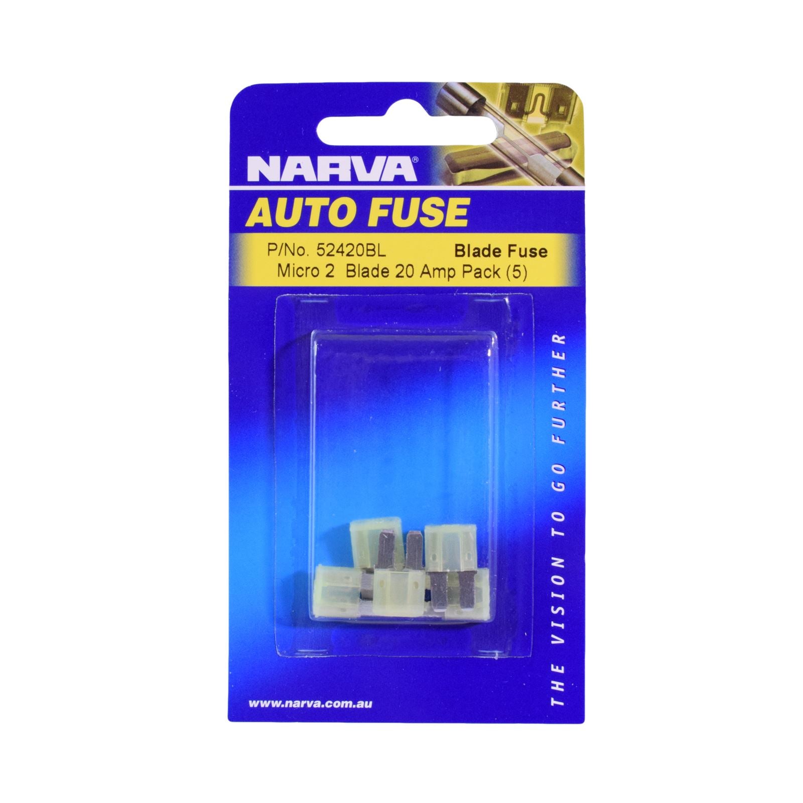 20 AMP YELLOW MICRO 2 BLADE FUSE (PACK OF 5) - 52420BL