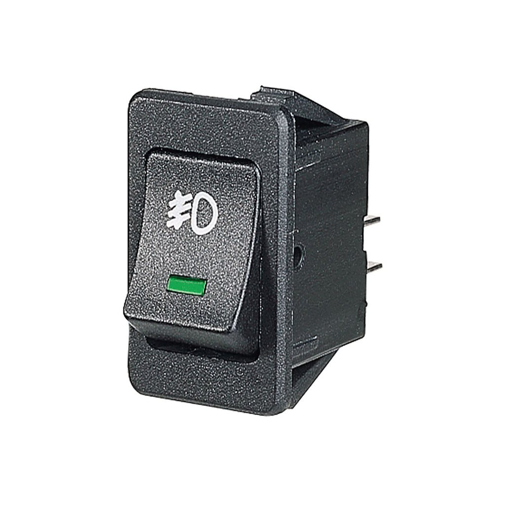 OFF/ON ROCKER SWITCH W GREEN LED+ FRONT FOG SYMBOL - 63027BL