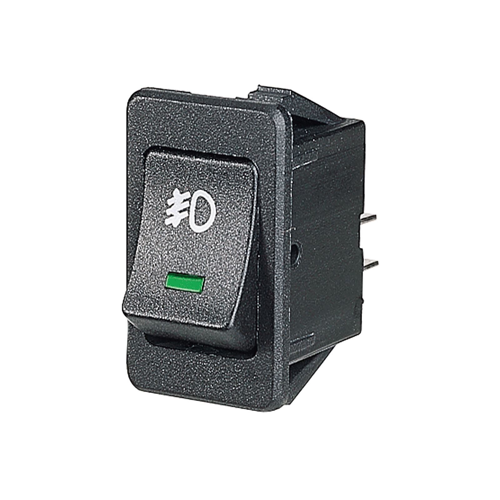 OFF/ON ROCKER SWITCH W GREEN LED+ FRONT FOG SYMBOL - 63027BL