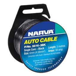 50A 6MM BLACK SINGLE CORE CABLE (3M) - 5816-3BK
