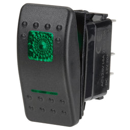 12V ILLUMINATED OFF/ON SEALED ROCKER SWITCH- GREEN - 63124BL - 63124BL