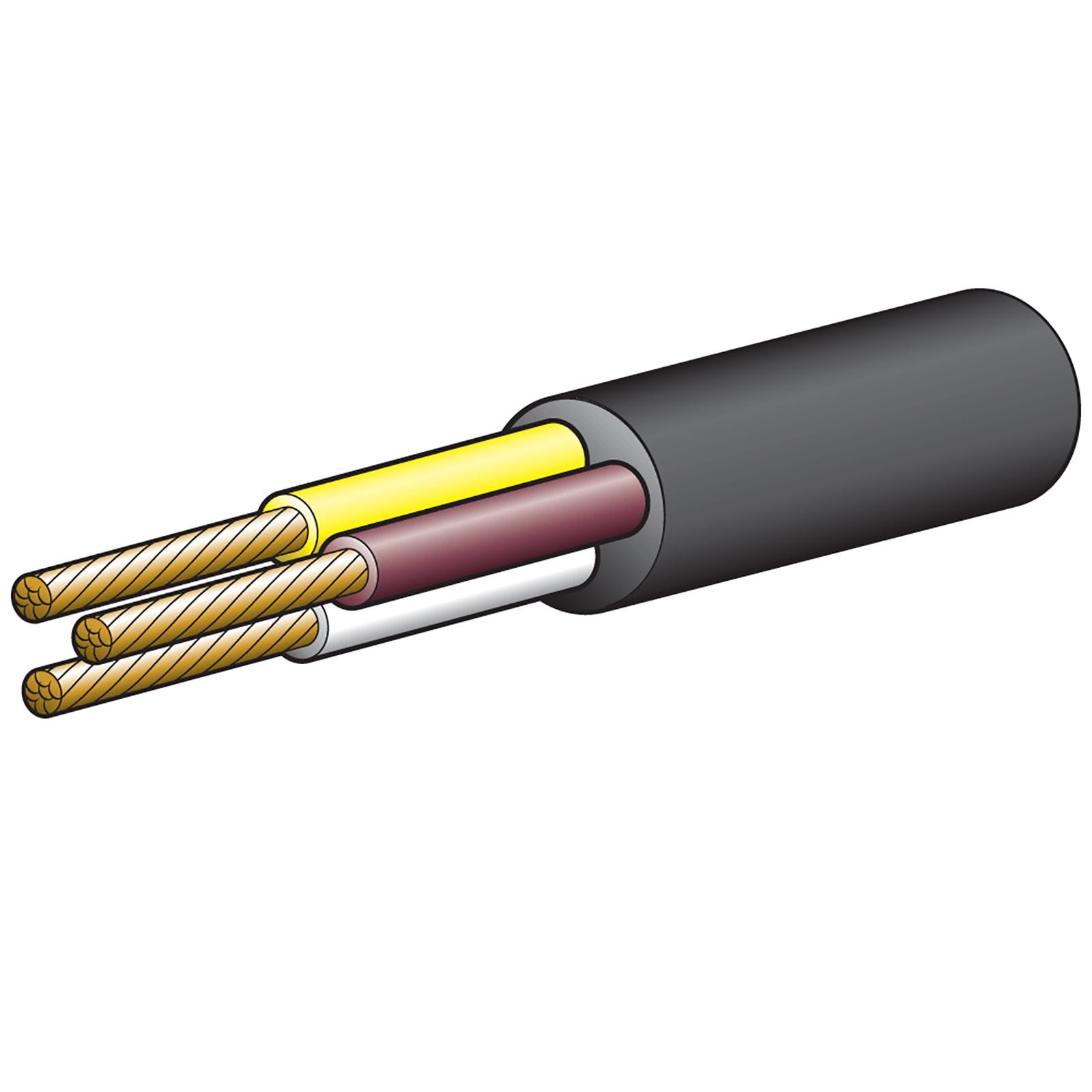 10A 3MM 3 CORE CABLE (100M) WHITE, YELLOW, BROWN - 5833-100WYB