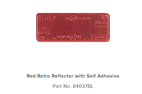 RED REFLECTOR (R) 70 X 28 ADHESIVE BL (2) - 84037BL