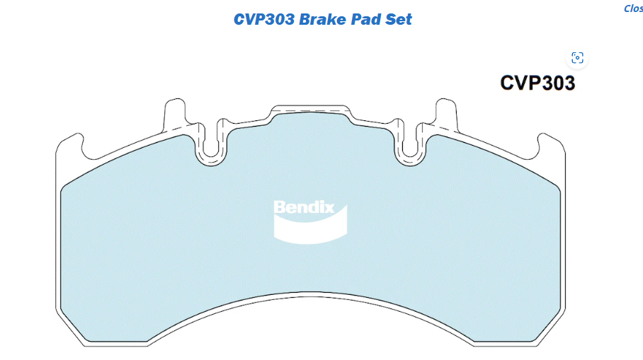 BRAKE PADS BENDIX SET CVP303 PT ELSA 19.5 - 240010482