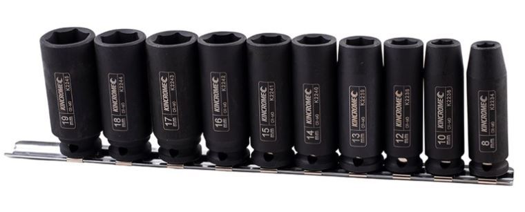 DEEP IMPACT SOCKET RAIL 10 PC 3/8" DRIVE - METRIC - K2093
