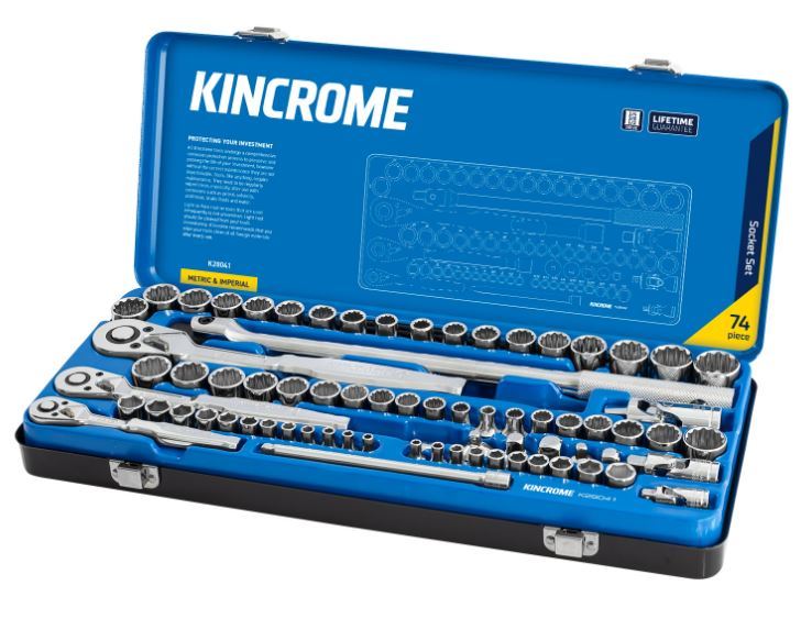 SOCKET SET 74 PIECE 1/4, 3/8 & 1/2" DRIVE - K28041