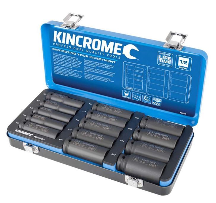 DEEP IMPACT SOCKET SET 14 PIECE 1/2" DRIVE- METRIC - K28206