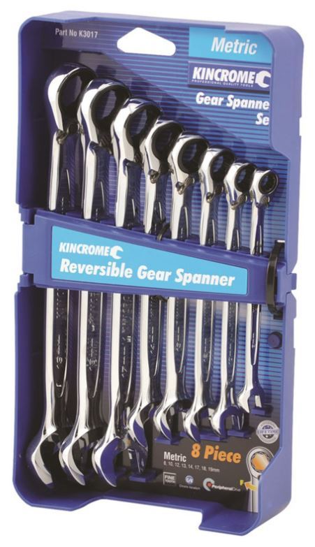 REVERSIBLE GEAR SPANNER SET 8 PIECE - METRIC - K3017