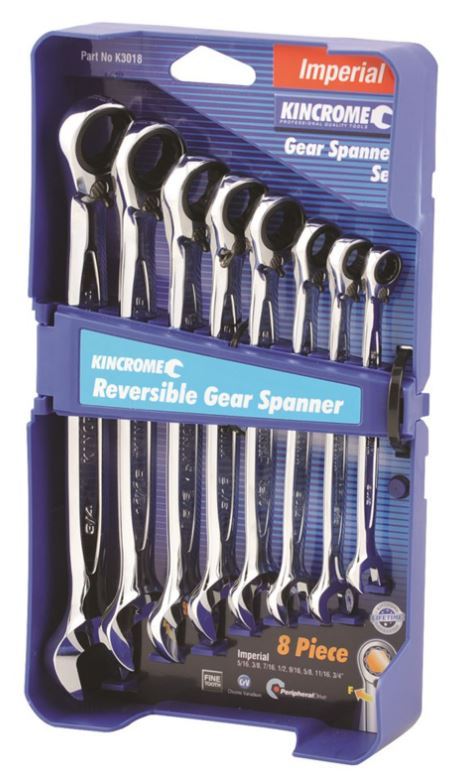 REVERSIBLE GEAR SPANNER SET 8 PIECE - IMPERIAL - K3018