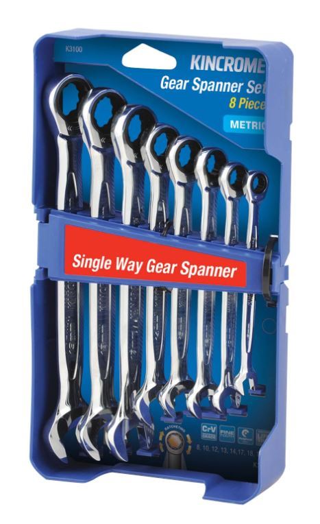 8PCE S/WAY GEAR SPANNER-MET - K3100