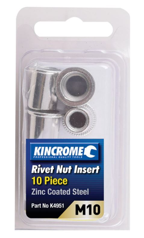 RIVET NUT INSERT M10 (ZINC COATED STEEL) - 10 PACK - K4951