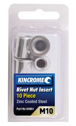 RIVET NUT INSERT M10 (ZINC COATED STEEL) - 10 PACK - K4951
