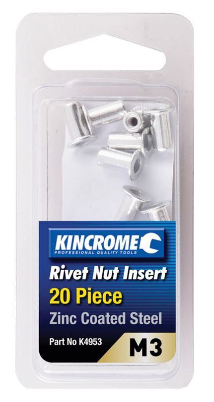 RIVET NUT INSERT M3 (ZINC COATED STEEL) - 20 PACK - K4953