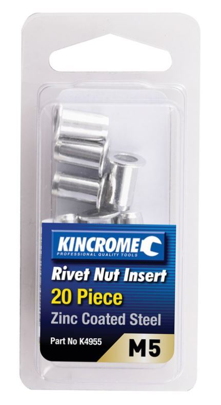 RIVET NUT INSERT M5 (ZINC COATED STEEL) - 20 PACK - K4955