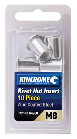 RIVET NUT INSERT M8 (ZINC COATED STEEL) - 10 PACK - K4958