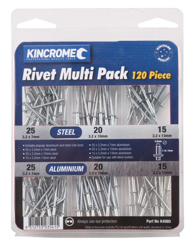 RIVET MULTI PACK 120 PIECE - K4980