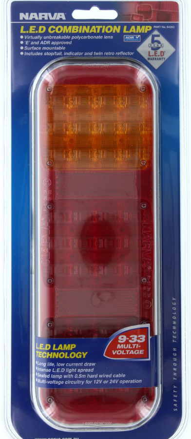 STOP/TAIL/INDICATOR LAMP 9-33V MDL42  284 X 100MM - 94202