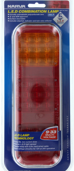 STOP/TAIL/INDICATOR LAMP 9-33V MDL42  284 X 100MM - 94202