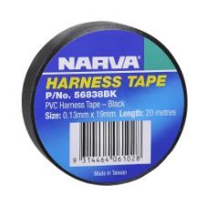 19MM PVC HARNESS TAPE BLACK (1 ROLL) - 56838BK