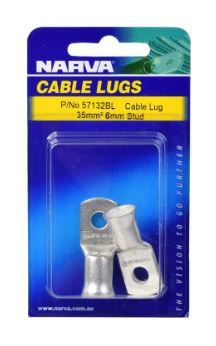 35MM2 6MM STUD FLARED ENTRY CABLE LUG (PACK OF 2) - 57132BL