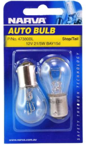 12V 21/5W BAY15D INCANDESCENT GLOBES (PACK OF 2) - 47380BL