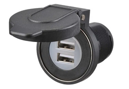 HEAVY-DUTY DUAL USB SOCKET W MAGNETIC DUST COVER - 81108BL