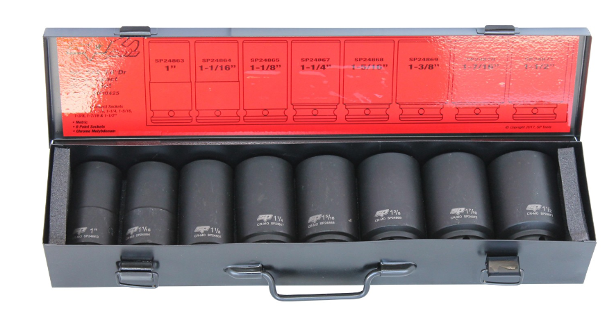 SOCKET SET IMPACT 3/4"DR DEEP 6PT 8PC SAE - SP20425