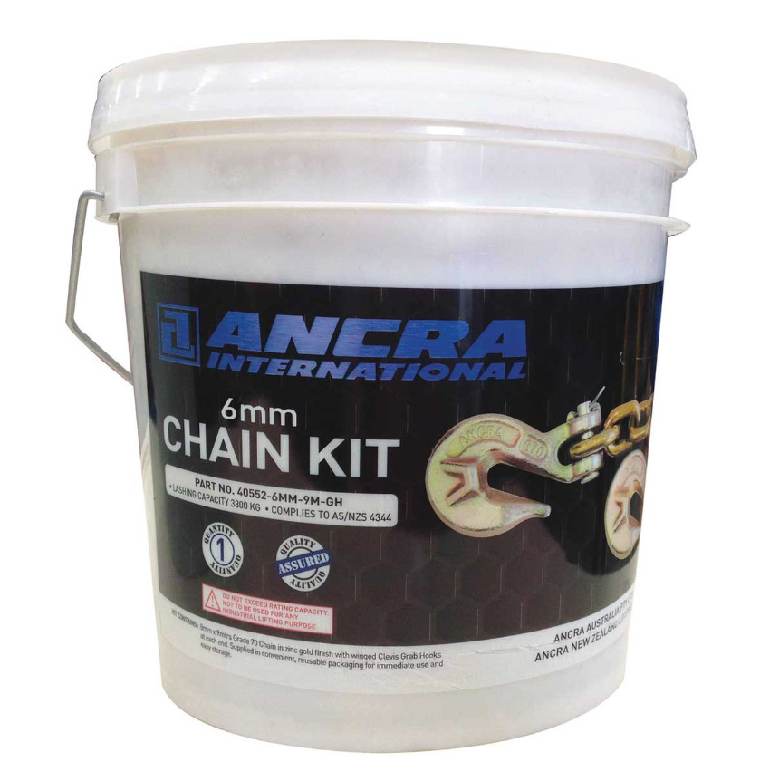 CHAIN 06MM X 9M WITH GRAB HOOKS - ANC40552-06MM-9M-GH