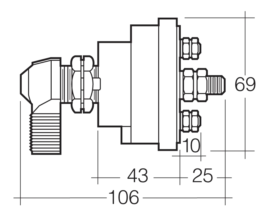 BATTERY MASTER SWITCH LEVER TYPE W INDEXING POST - 61075