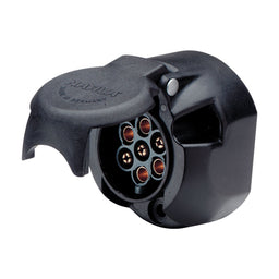 7 PIN LARGE ROUND PLASTIC TRAILER SOCKET BLACK (1) - 82052BL