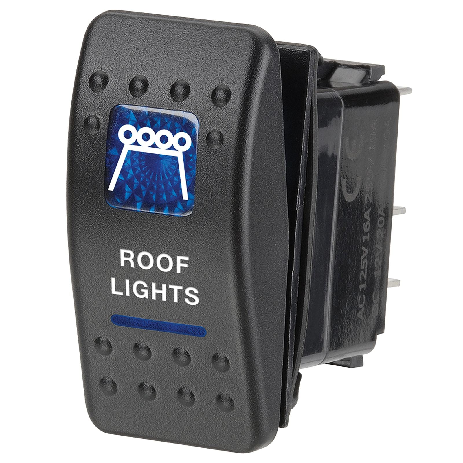12V ILLUMINAT OFF/ON SEALED ROCKER SWITCH W SYMBOL - 63146BL